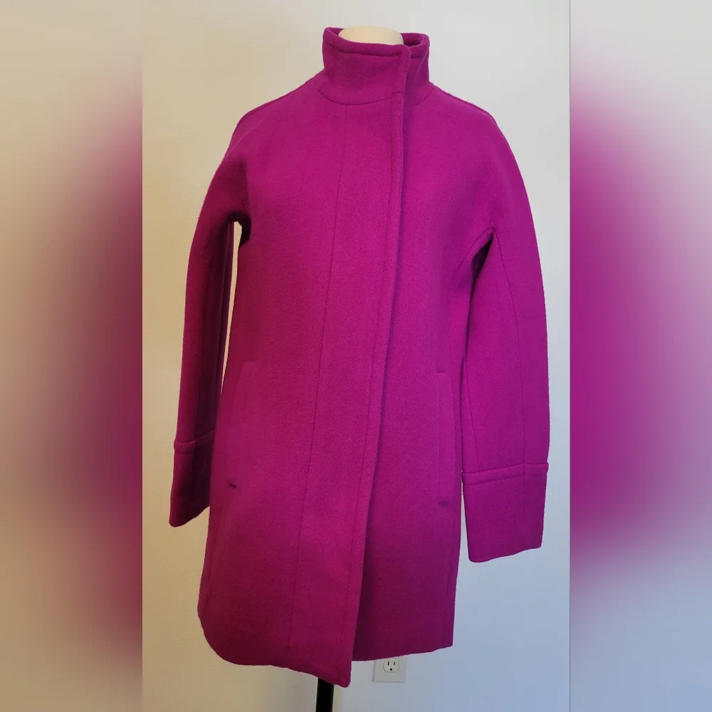 J. Crew Women's Fuchsia Wool Pea Coat 2 NWT - Picture 1 of 6